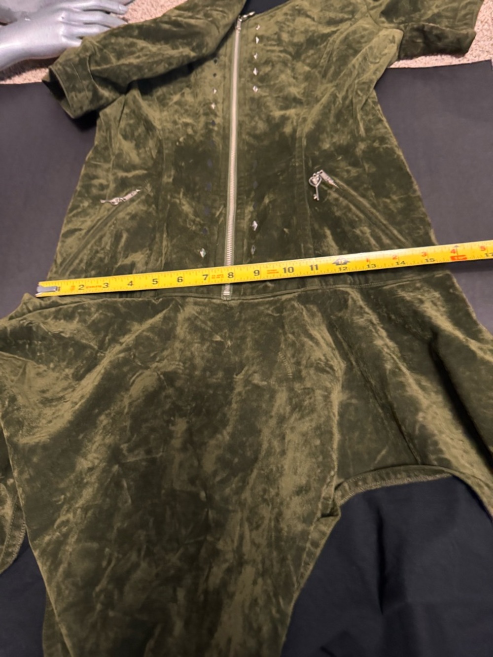 Green Velvet Goth Grunge Dress + Jacket Set - Picture 12 of 14